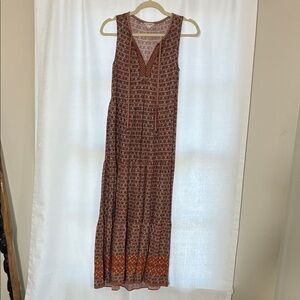 Max Studio Rust and Orange Geometric Maxi Dress